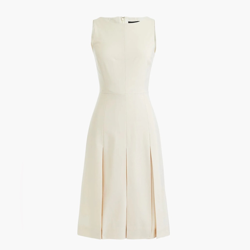 J Crew sleeveless pleated A-line dress in two-way stretch wool NWT